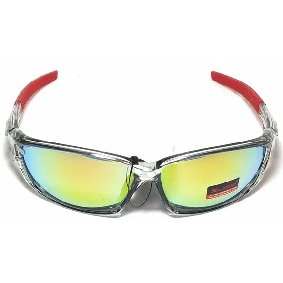 X-Loop Men's Sunglasses Plastic Frames Red Mirrored Lens 100% UV400 - Picture 2 of 2